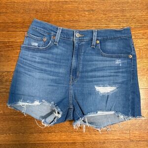 Levi Strauss‎ Co Womens Size 30 High Rise Denim Cutoff Shorts Blue Distressed